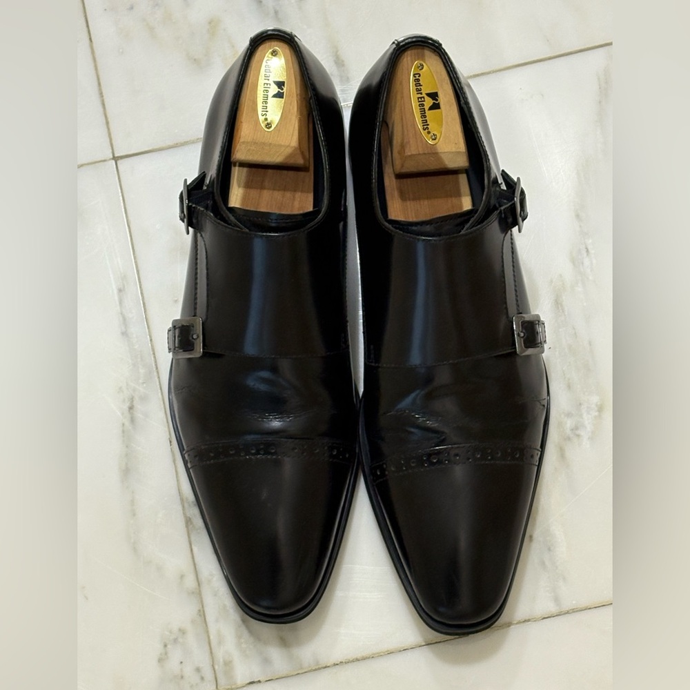 Versace Collection Black Leather monkstraps